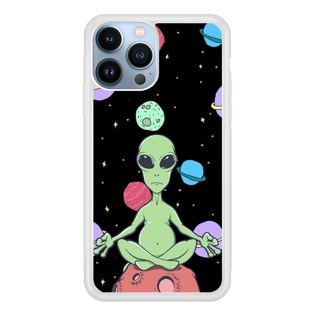 Alien Yoga Style On Space iPhone 14 Pro Max Case