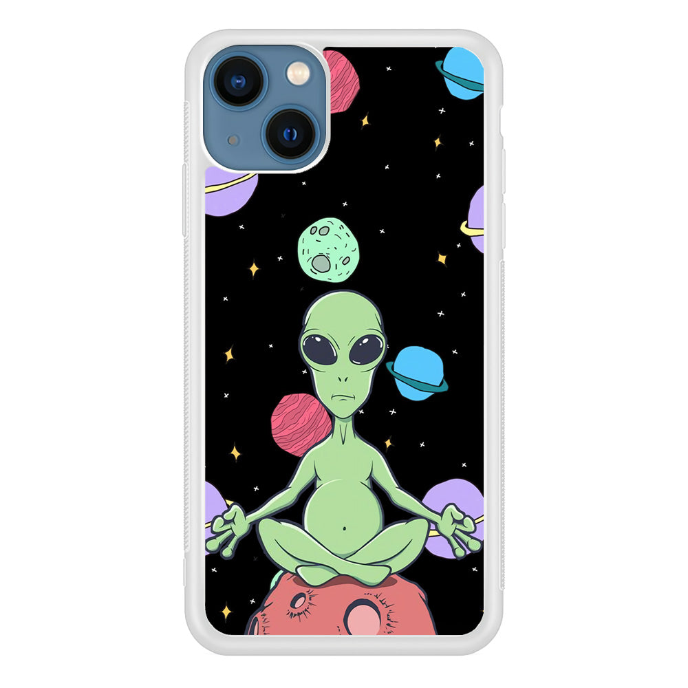 Alien Yoga Style On Space iPhone 14 Case