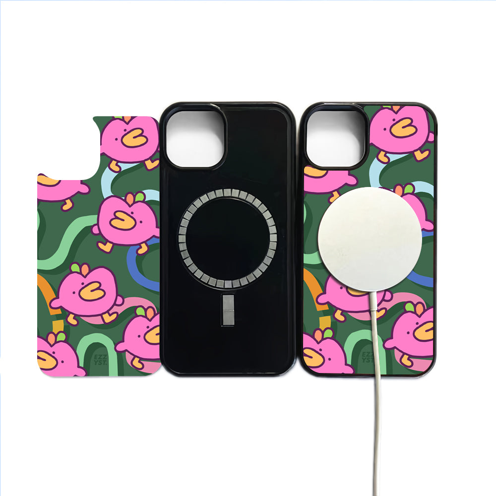 Chatty Cartoon Pets Walk Towards Food Magsafe iPhone Case