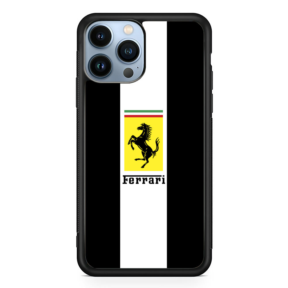 Ferrari Stripe White iPhone 14 Pro Max Case - Ezzystore