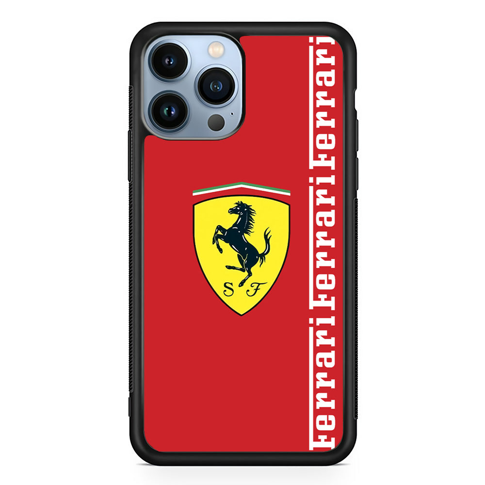 Ferrari Word Maroon Emlem iPhone 15 Pro Max Case - Ezzystore