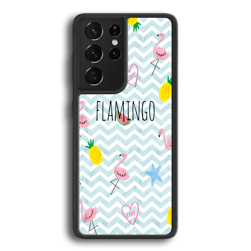 Flamingo Blue Chevron Samsung Galaxy S22 Ultra Case - Ezzystore