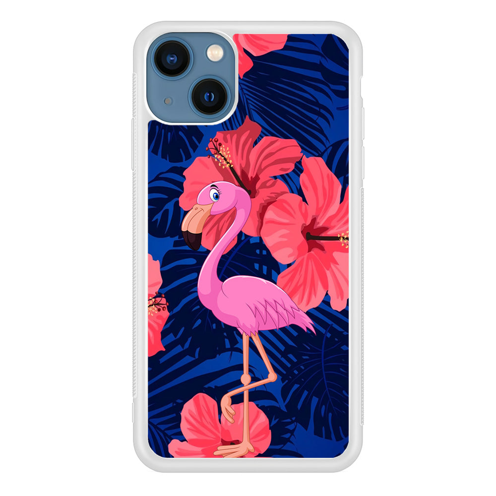 Flamingo Hibiscus Flowers iPhone 14 Plus Case