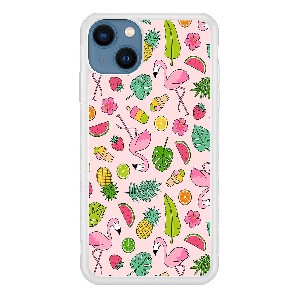 Flamingo Summer Fruit iPhone 14 Plus Case