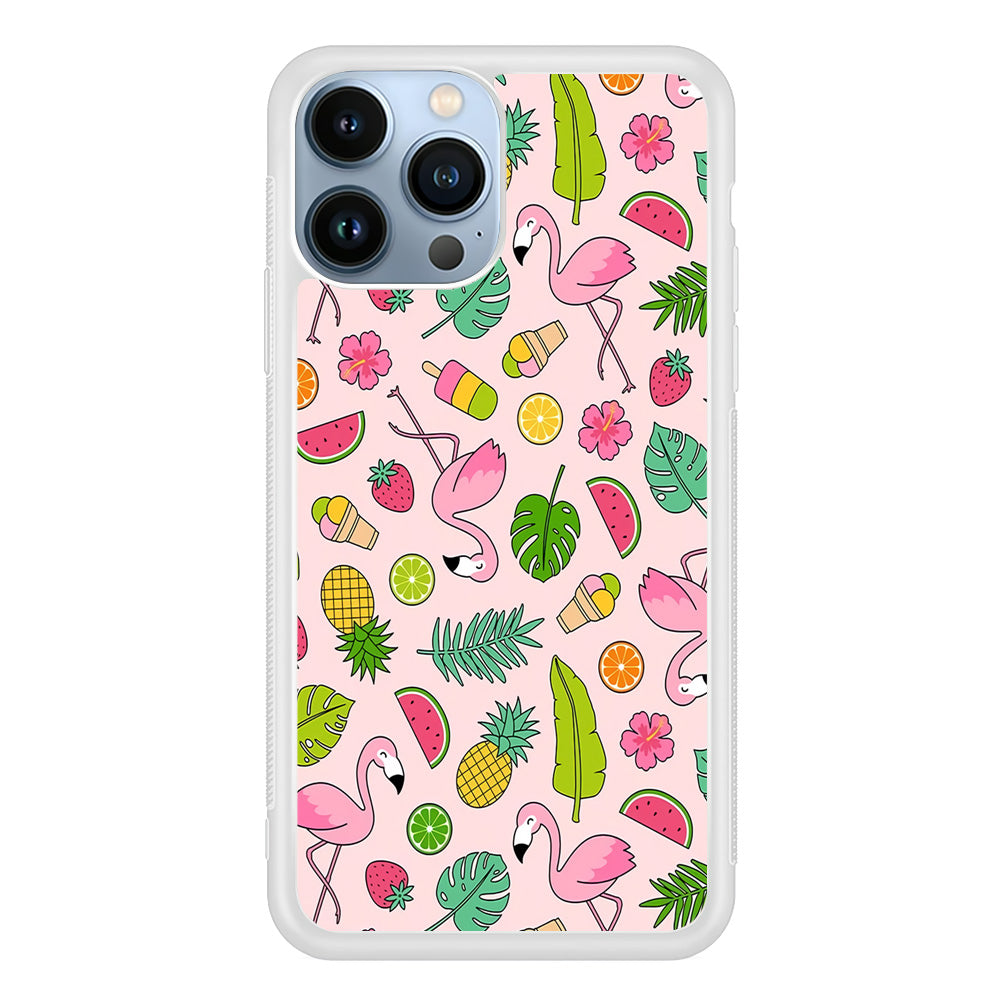 Flamingo Summer Fruit iPhone 14 Pro Case