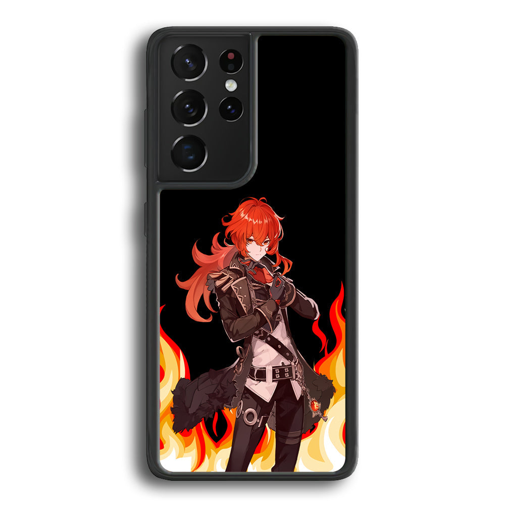 Genshin Impact Diluc Pyro Element Samsung Galaxy S22 Ultra Case - Ezzystore