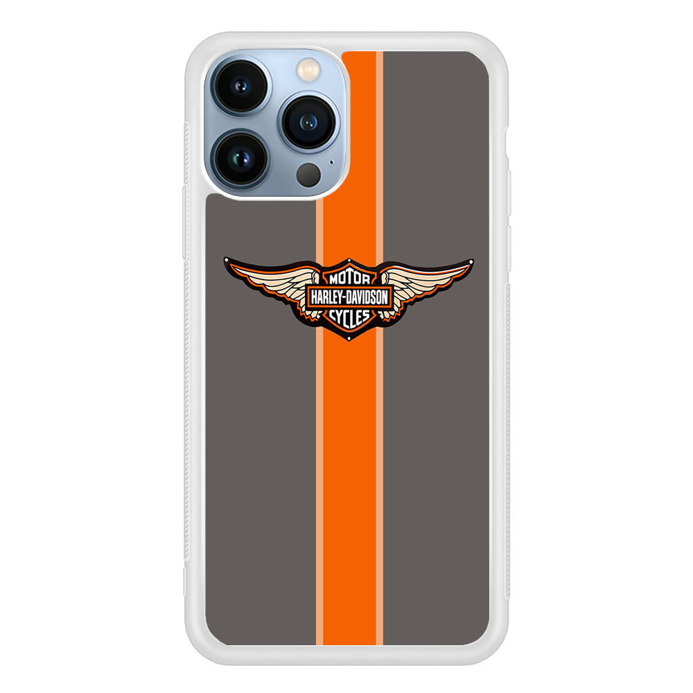 Harley Davidson Wings Logo Orange Grey Stripe Colour iPhone 14 Pro Max Case