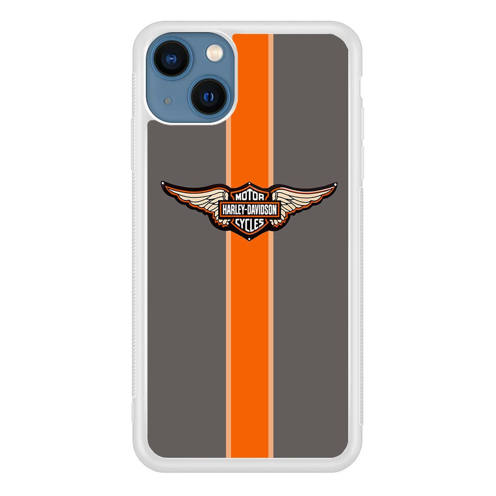 Harley Davidson Wings Logo Orange Grey Stripe Colour iPhone 14 Case