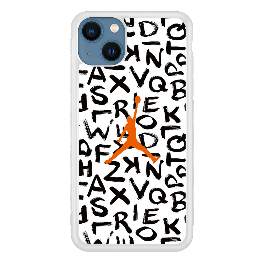 Jordan White Aphabet Orange Logo iPhone 15 Plus Case