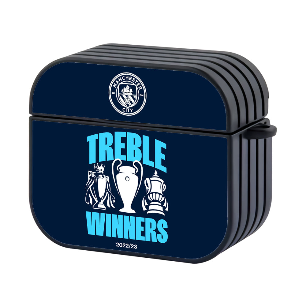 Manchester CIty Treble Winners Hard Plastic Case Cover For Apple Airpods 4 - Ezzystore