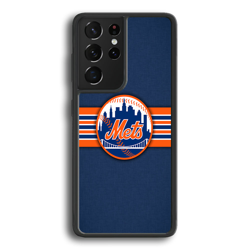 New Mets Stripe And Logo Samsung Galaxy S24 Ultra Case - Ezzystore
