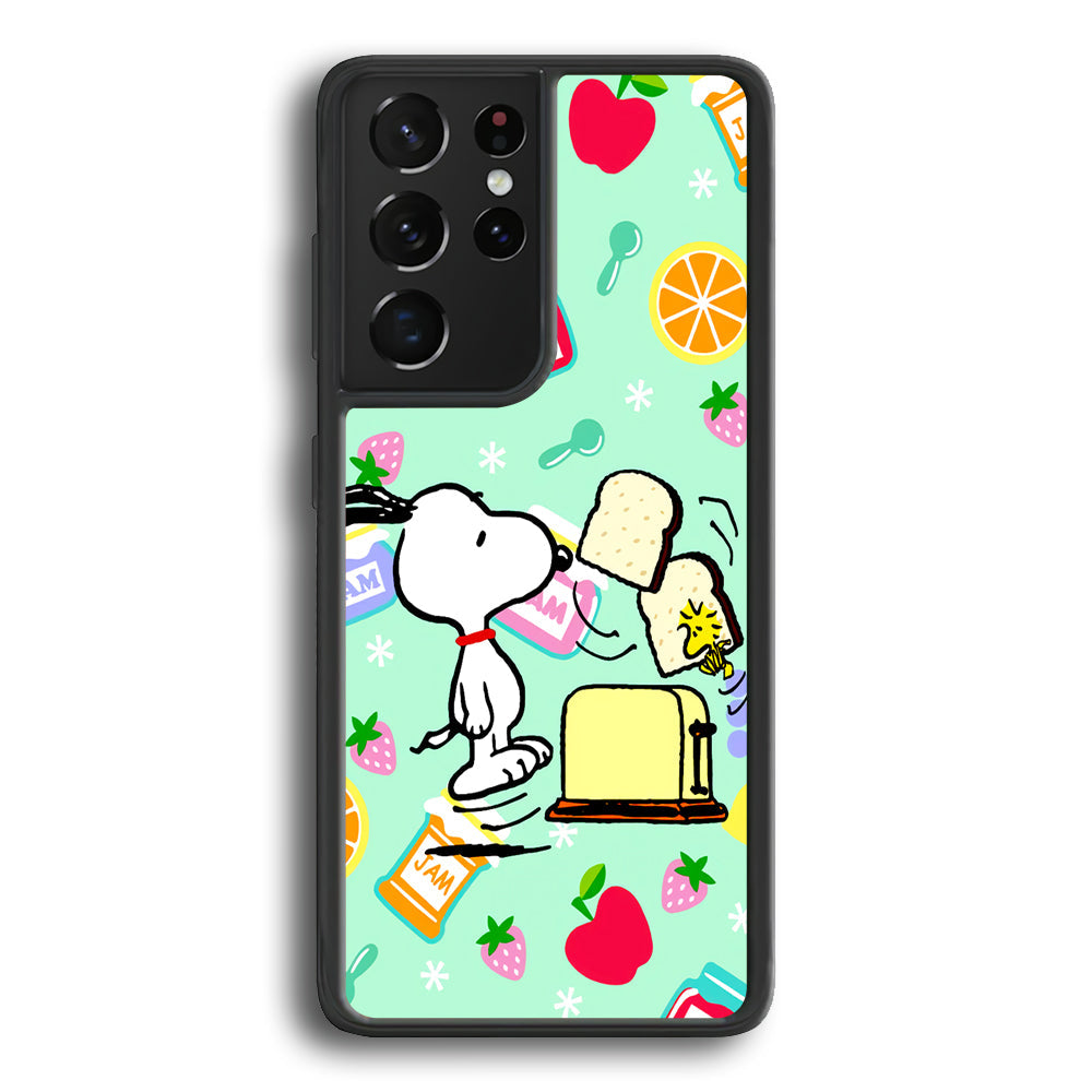 Snoopy And Woodstock Morning Breakfast Samsung Galaxy S23 Ultra Case - Ezzystore