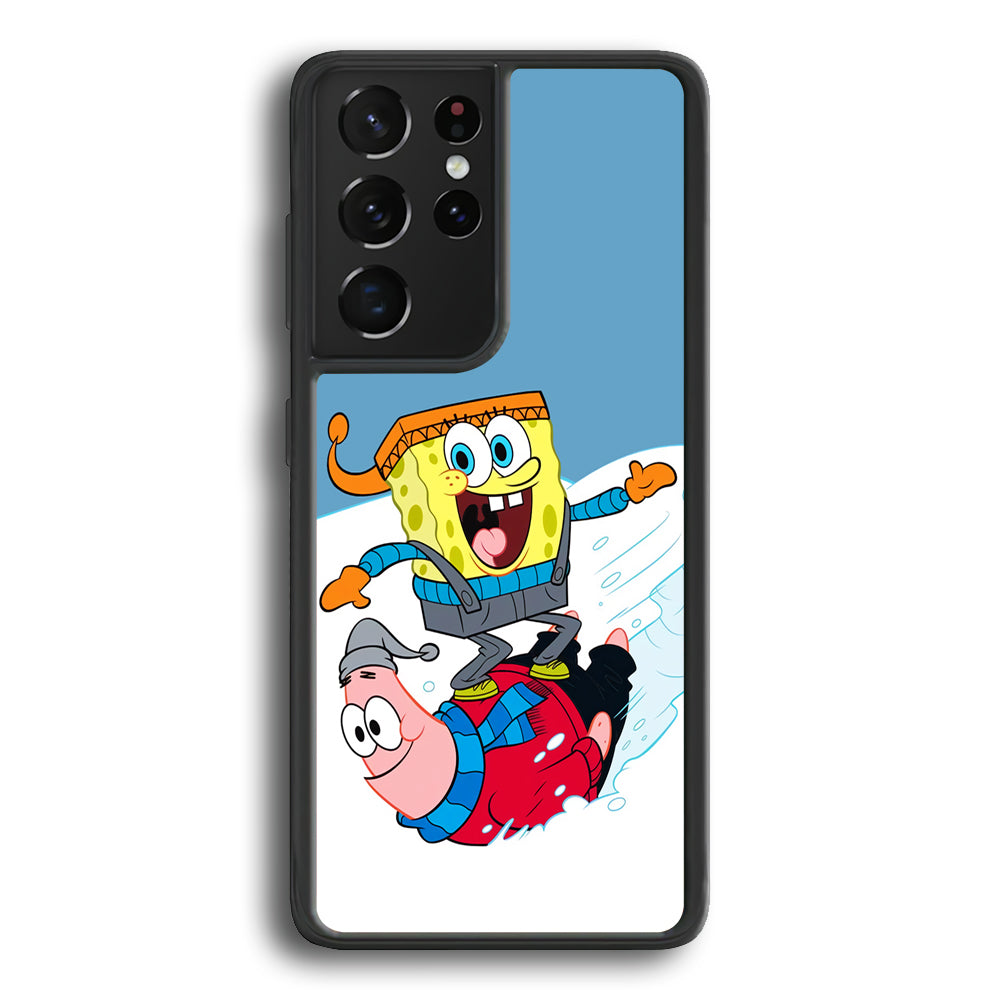 Spongebob And Patrick Ice Skiing Samsung Galaxy S23 Ultra Case - Ezzystore