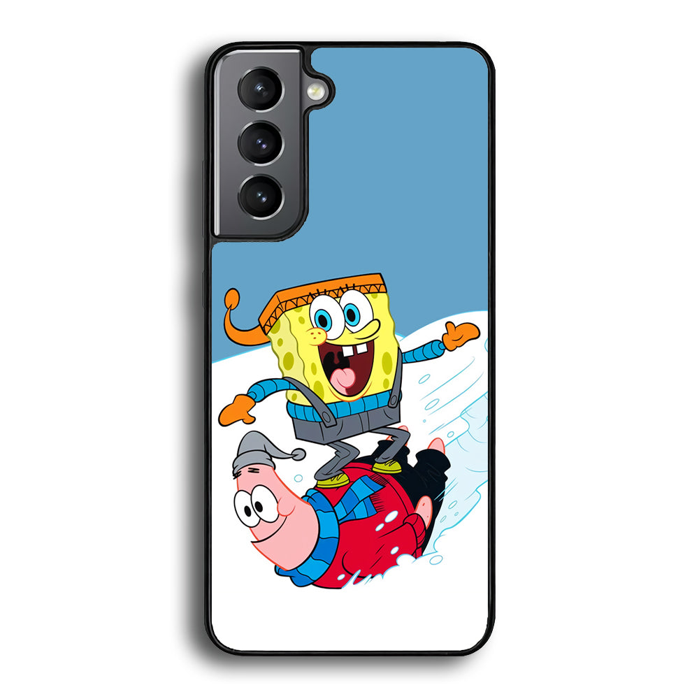 Spongebob And Patrick Ice Skiing Samsung Galaxy S21 Case - Ezzystore