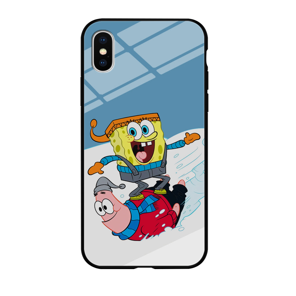 Spongebob And Patrick Ice Skiing iPhone Xs Max Case