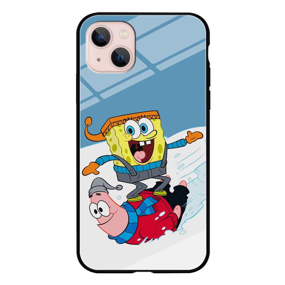 Spongebob And Patrick Ice Skiing iPhone 14 Plus Case
