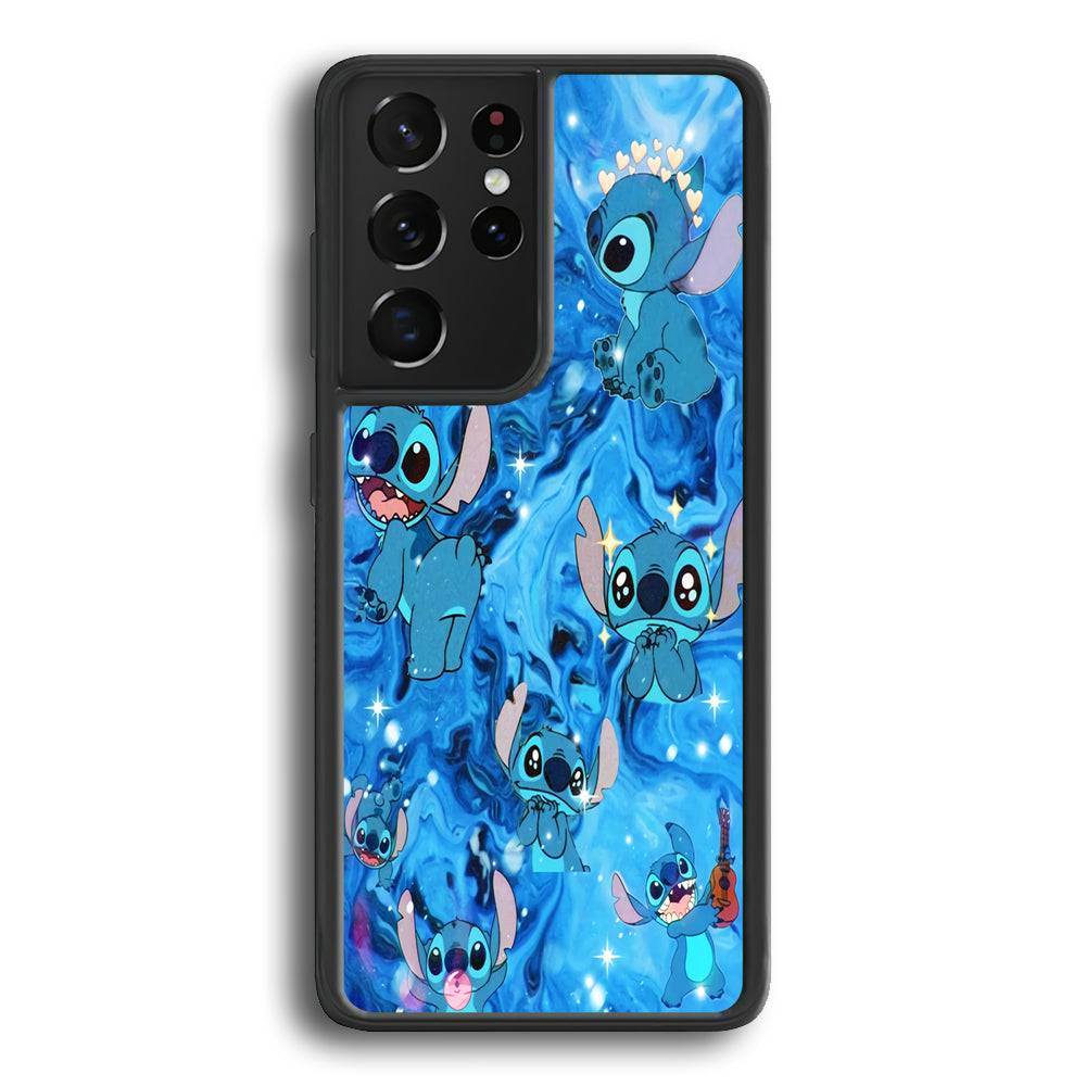 Stitch Aesthetic With Marble Blue Samsung Galaxy S21 Ultra Case - Ezzystore
