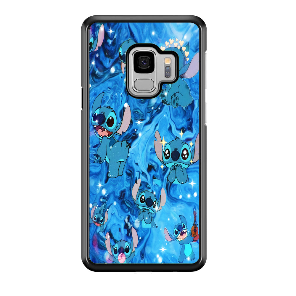 Stitch Aesthetic With Marble Blue Samsung Galaxy S9 Case