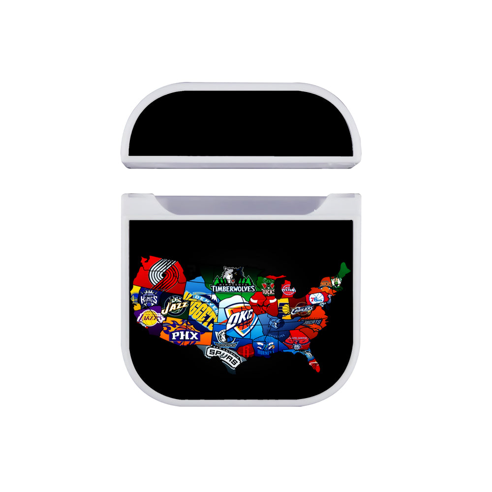 Team NBA Map Hard Plastic Case Cover For Apple Airpods