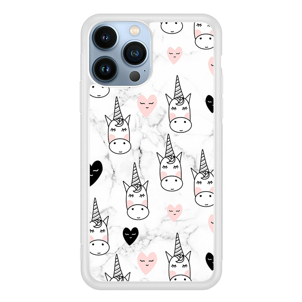 Unicorn Marble White iPhone 14 Pro Max Case