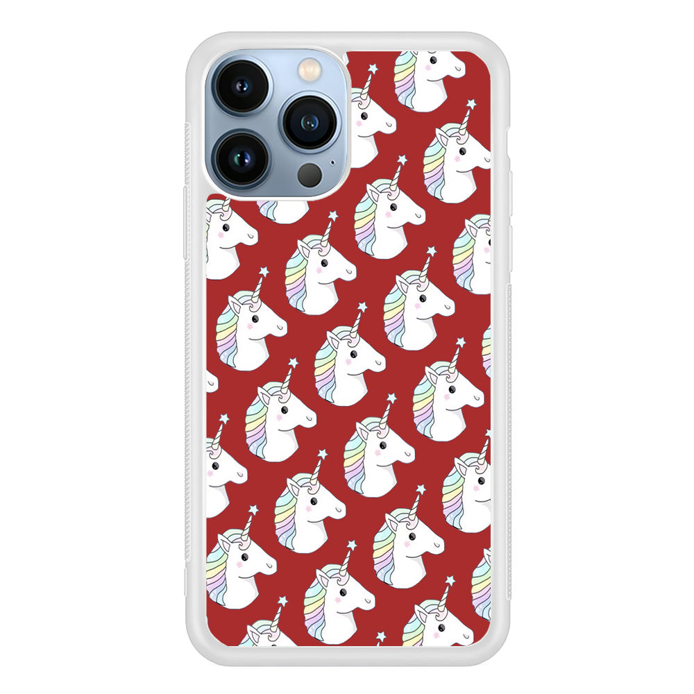 Unicorn Maroon Doodle iPhone 14 Pro Max Case