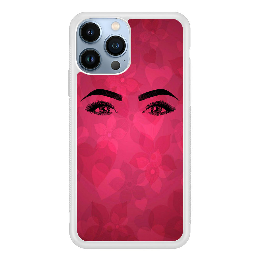 Woman Beauty Eye Brows Purple Flowers And Love iPhone 14 Pro Max Case