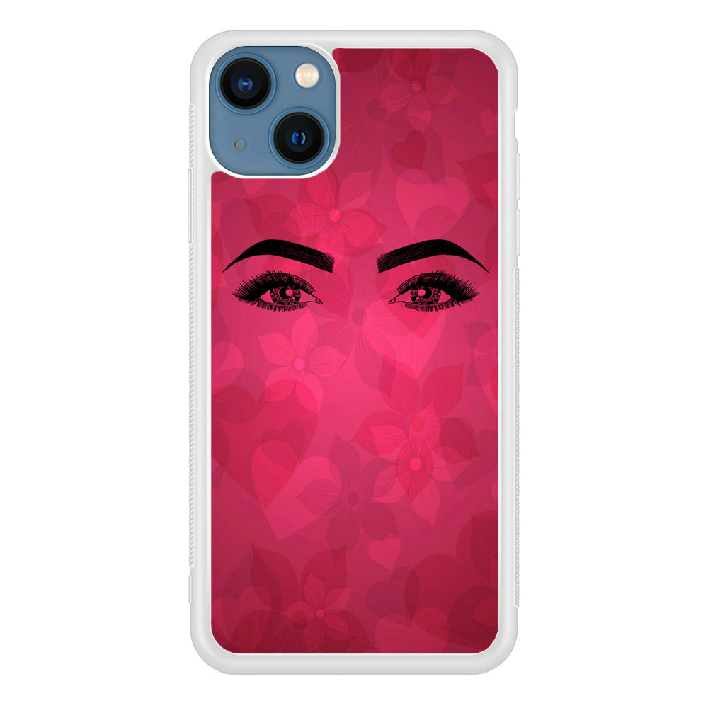Woman Beauty Eye Brows Purple Flowers And Love iPhone 15 Plus Case