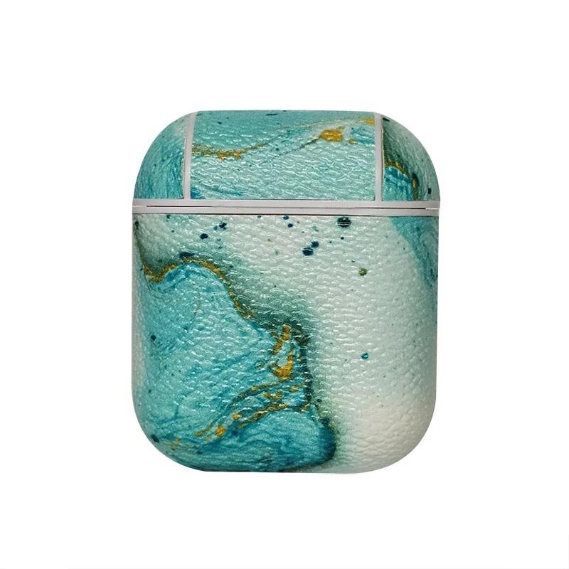 Marble And Light Line PU Leather Protective Case Cover For Apple Airpods