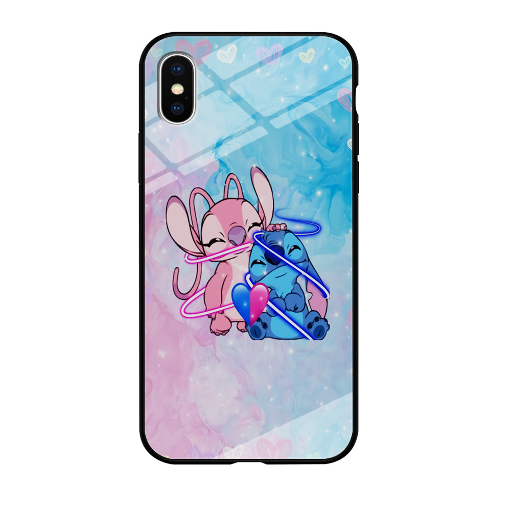 Angel and Stitch Aesthetic Marble iPhone X Case