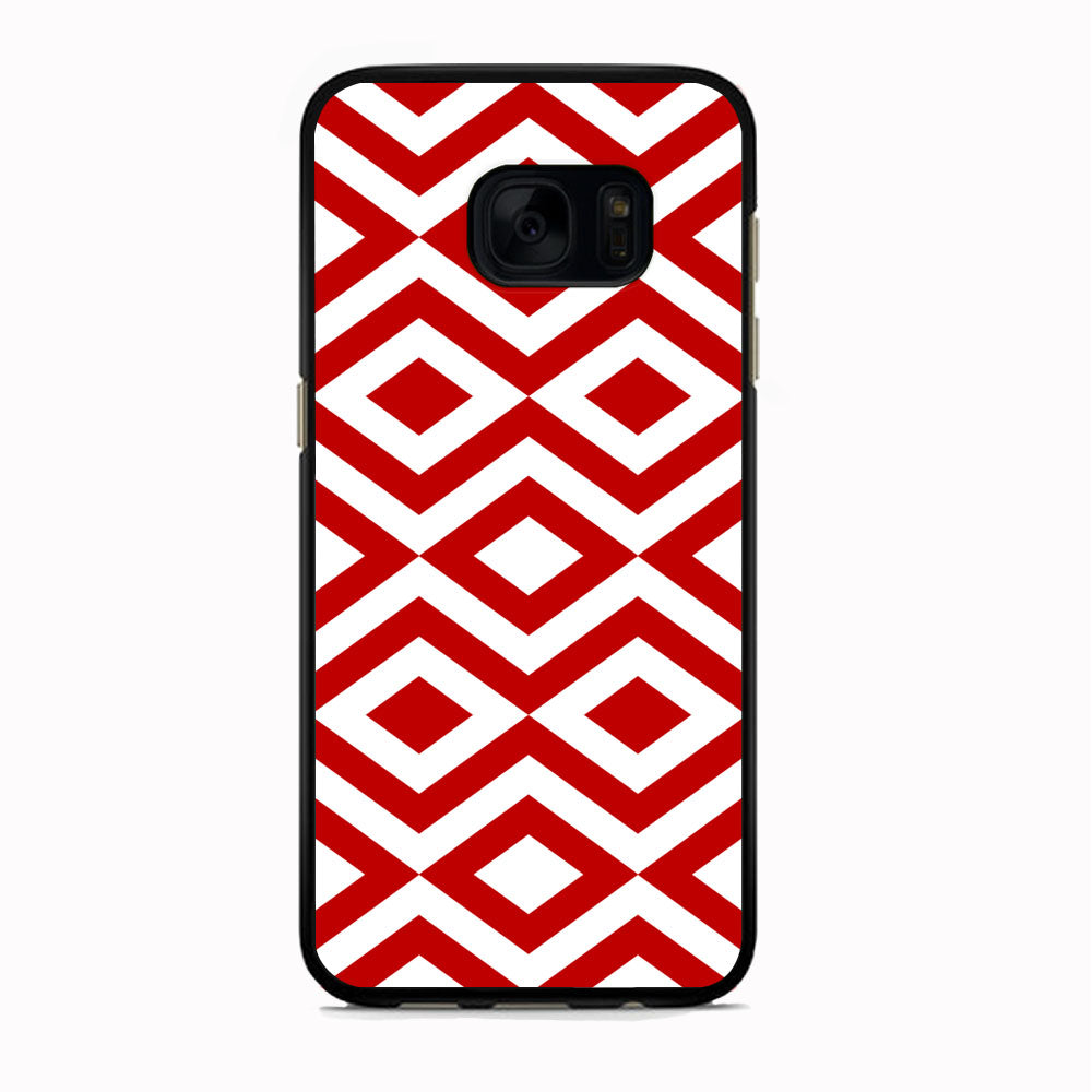 Chevron Diamond Square Maroon White Samsung Galaxy S7 Case