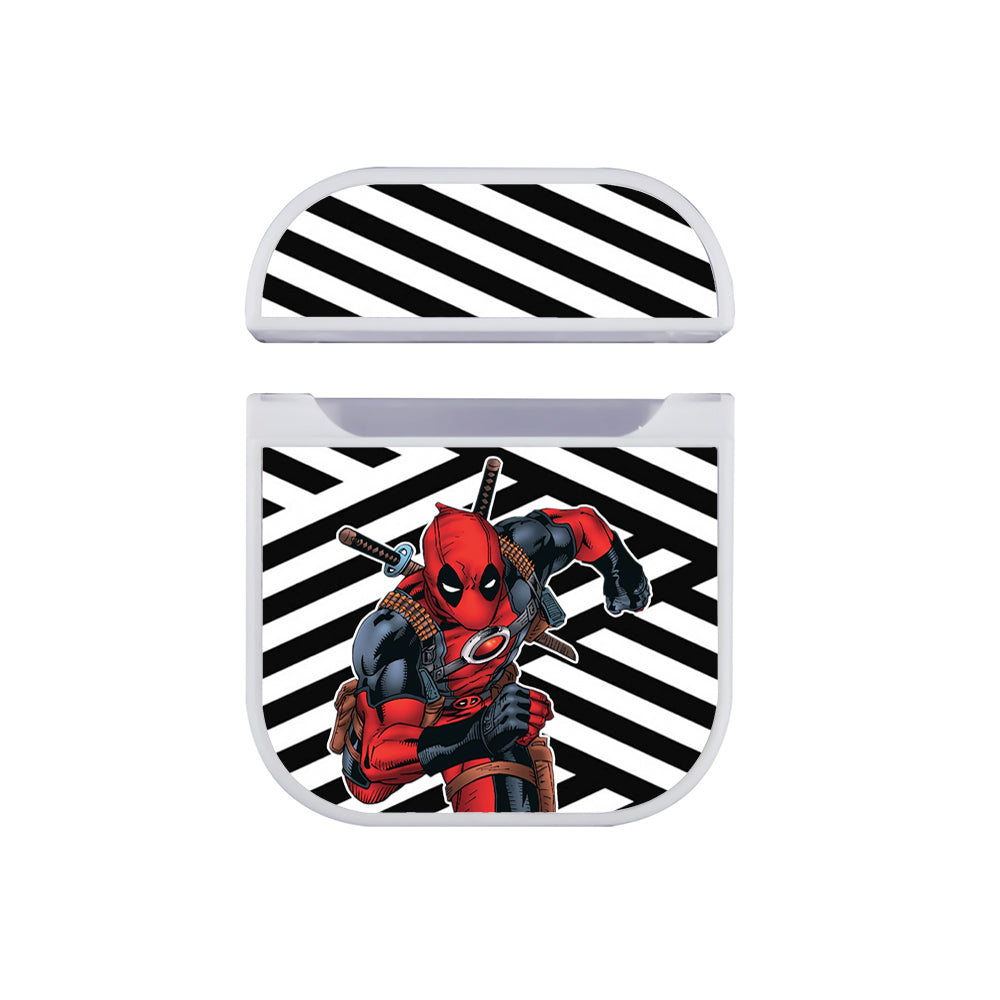 Deadpool Black and White Abstract Hard Plastic Case Cover For Apple Airpods