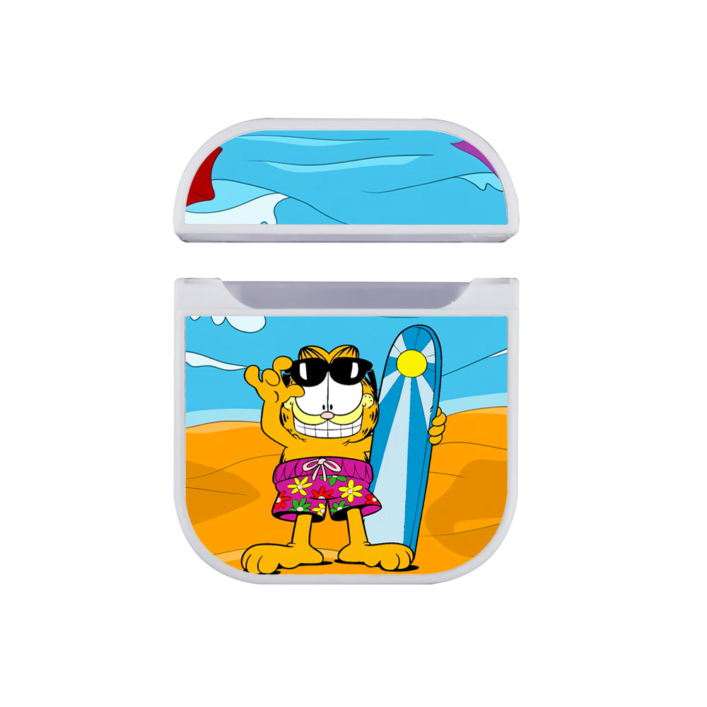 Garfield Surfing Hard Plastic Case Cover For Apple Airpods