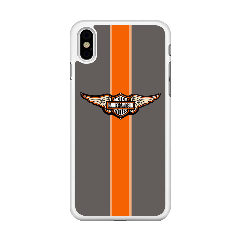 Harley Davidson Wings Logo Orange Grey Stripe Colour iPhone Xs Max Case