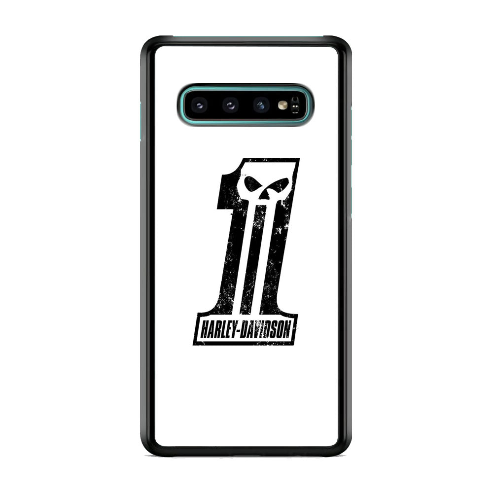 Harley Davidson White Number Skull Samsung Galaxy S10 Case