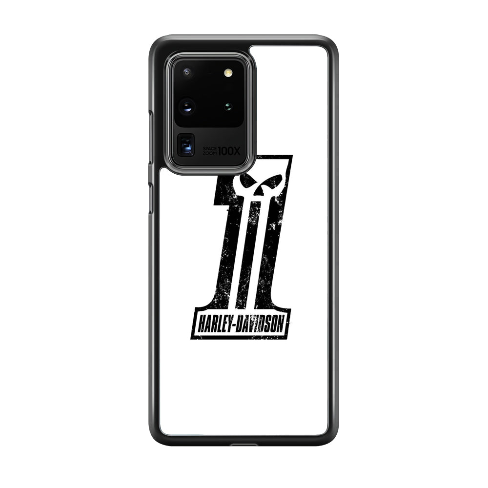 Harley Davidson White Number Skull Samsung Galaxy S20 Ultra Case