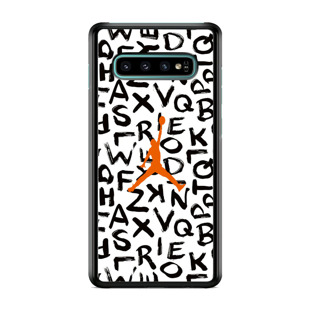Jordan White Aphabet Orange Logo Samsung Galaxy S10 Plus Case