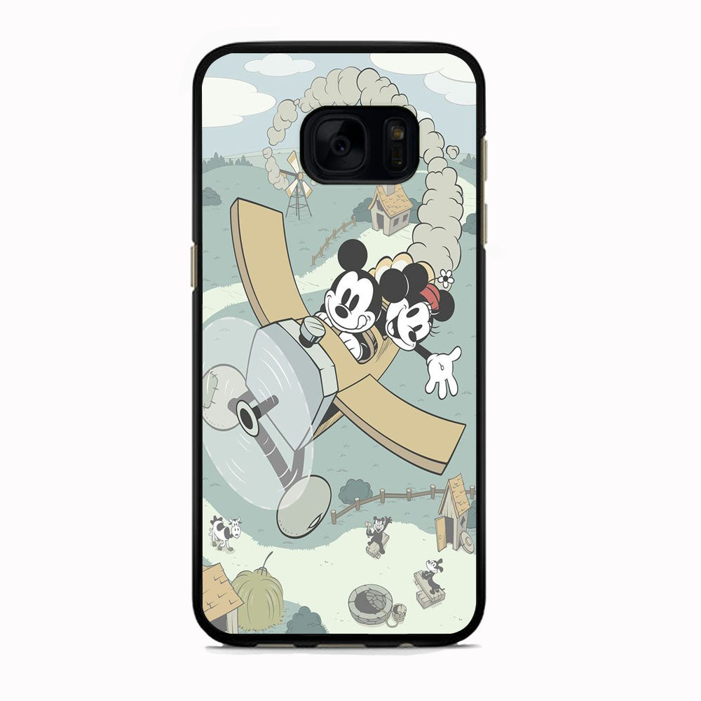 Mickey Mouse And Minnie fly With Air Craft Samsung Galaxy S7 Case