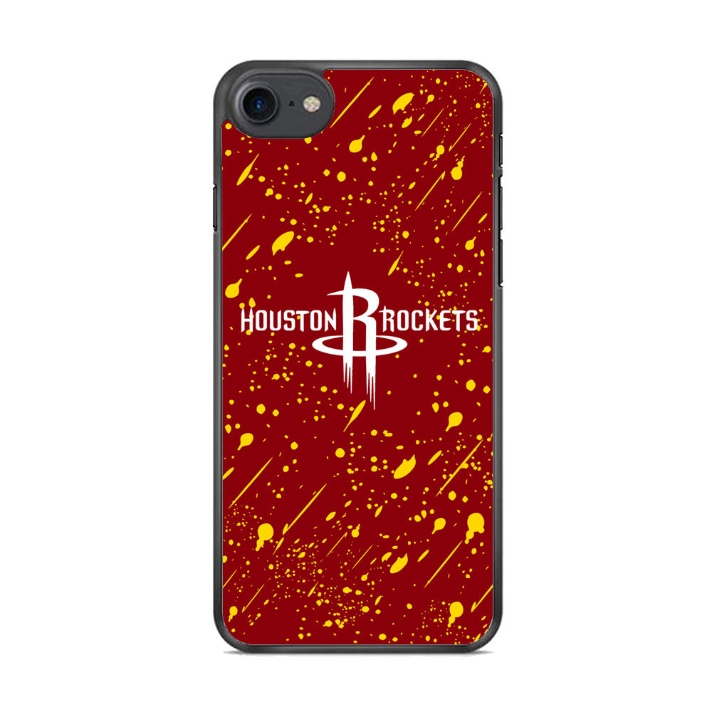 NBA Houston Rocket Logo Maroon Splash Yellow Paint iPhone 8 Case