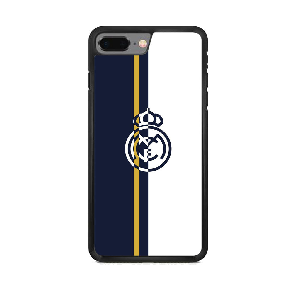 Real Mardrid Blue White Stripe Gold iPhone 8 Plus Case