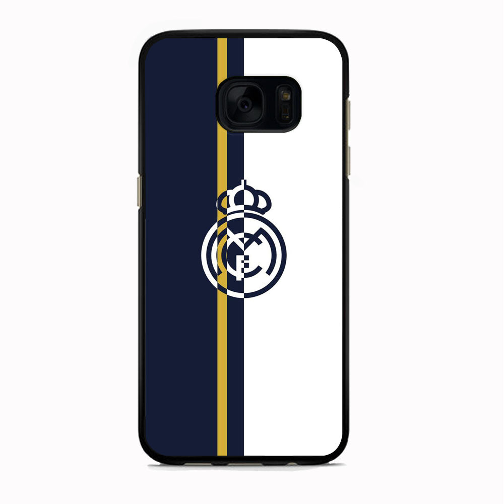 Real Mardrid Blue White Stripe Gold Samsung Galaxy S7 Edge Case