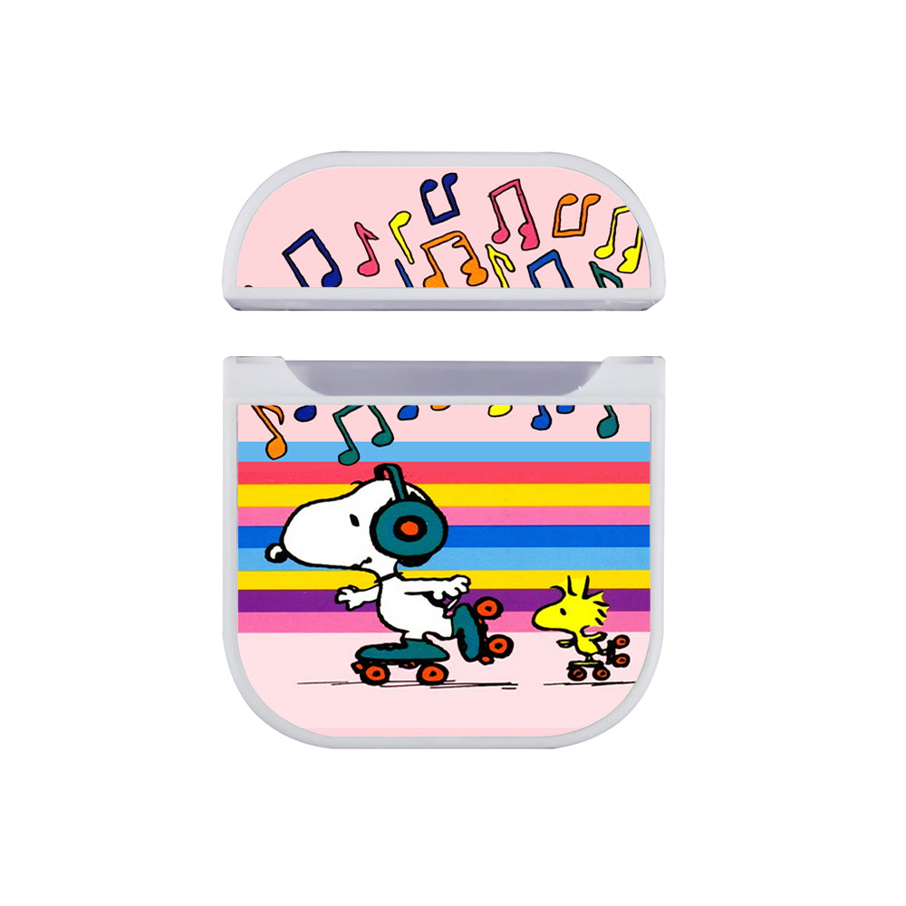 Snoopy Woodstock Roller Skating Music Hard Plastic Case Cover For Apple Airpods