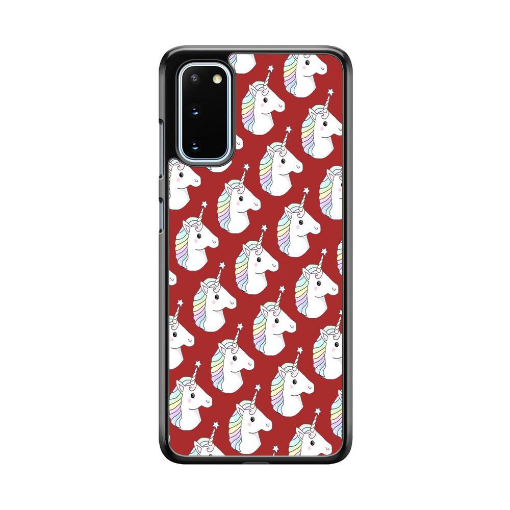 Unicorn Maroon Doodle Samsung Galaxy S20 Case - ezzyst