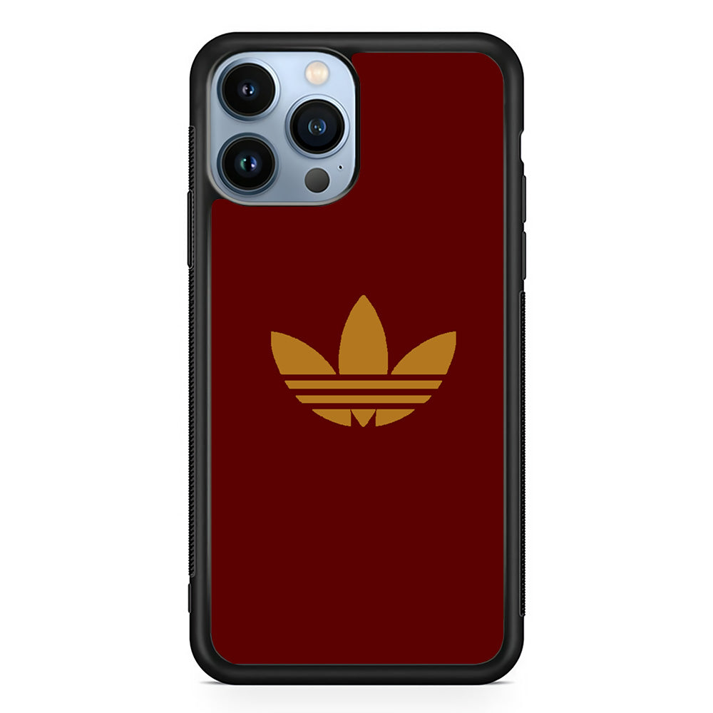 Adidas Simple Maroon Gold iPhone 15 Pro Case