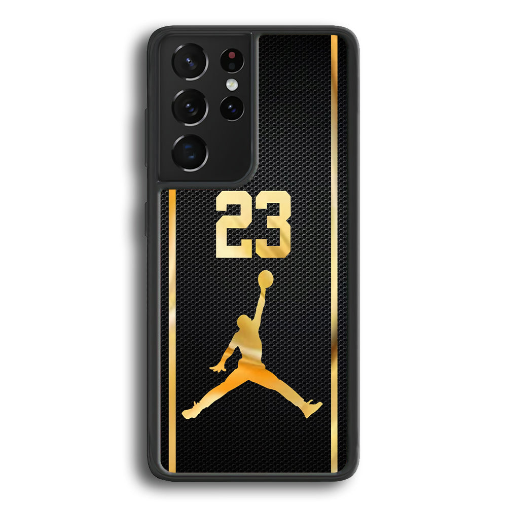 Air Jordan Carbon Stripe Gold Samsung Galaxy S22 Ultra Case - Ezzystore