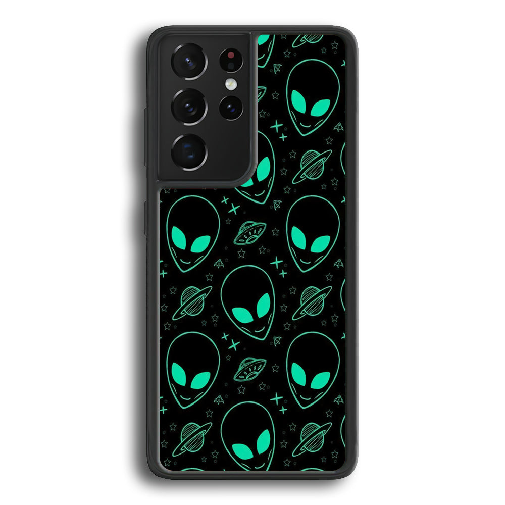 Alien Green Doodle Samsung Galaxy S24 Ultra Case - Ezzystore