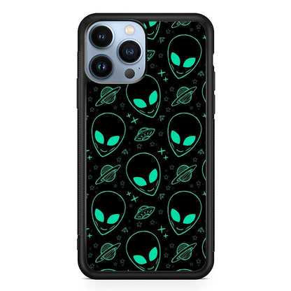 Alien Green Doodle iPhone 14 Pro Max Case