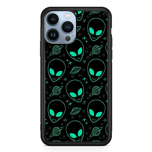 Alien Green Doodle iPhone 14 Pro Max Case