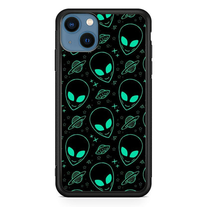 Alien Green Doodle iPhone 14 Plus Case