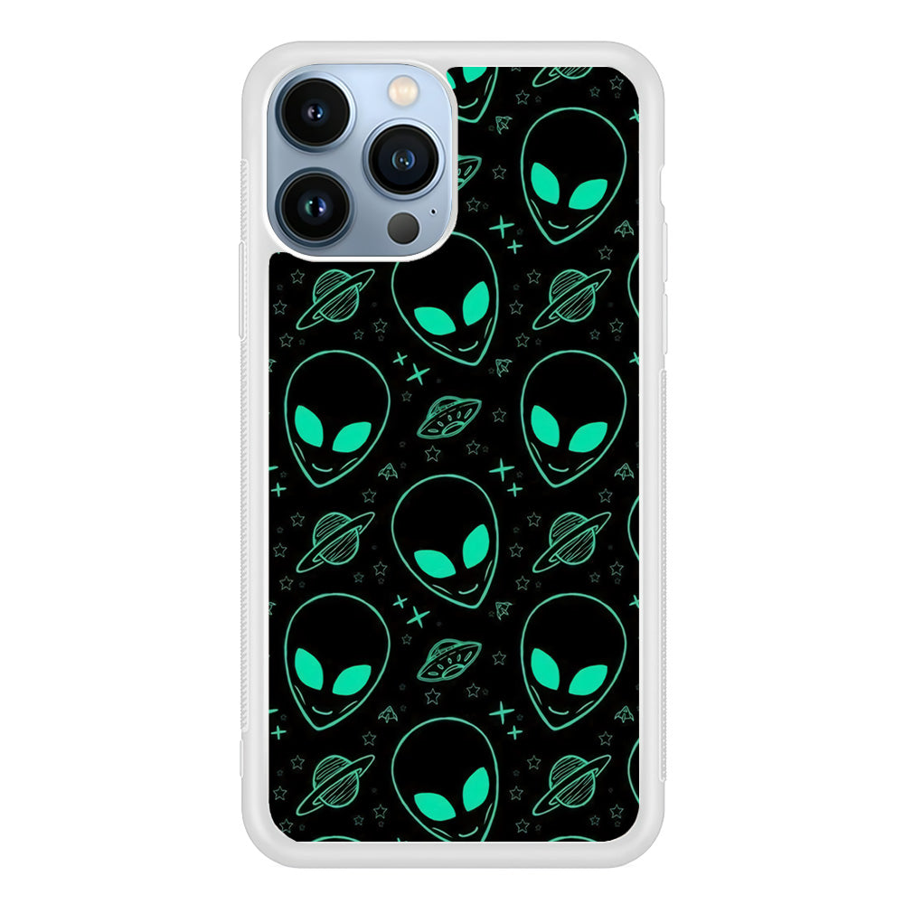 Alien Green Doodle iPhone 14 Pro Max Case