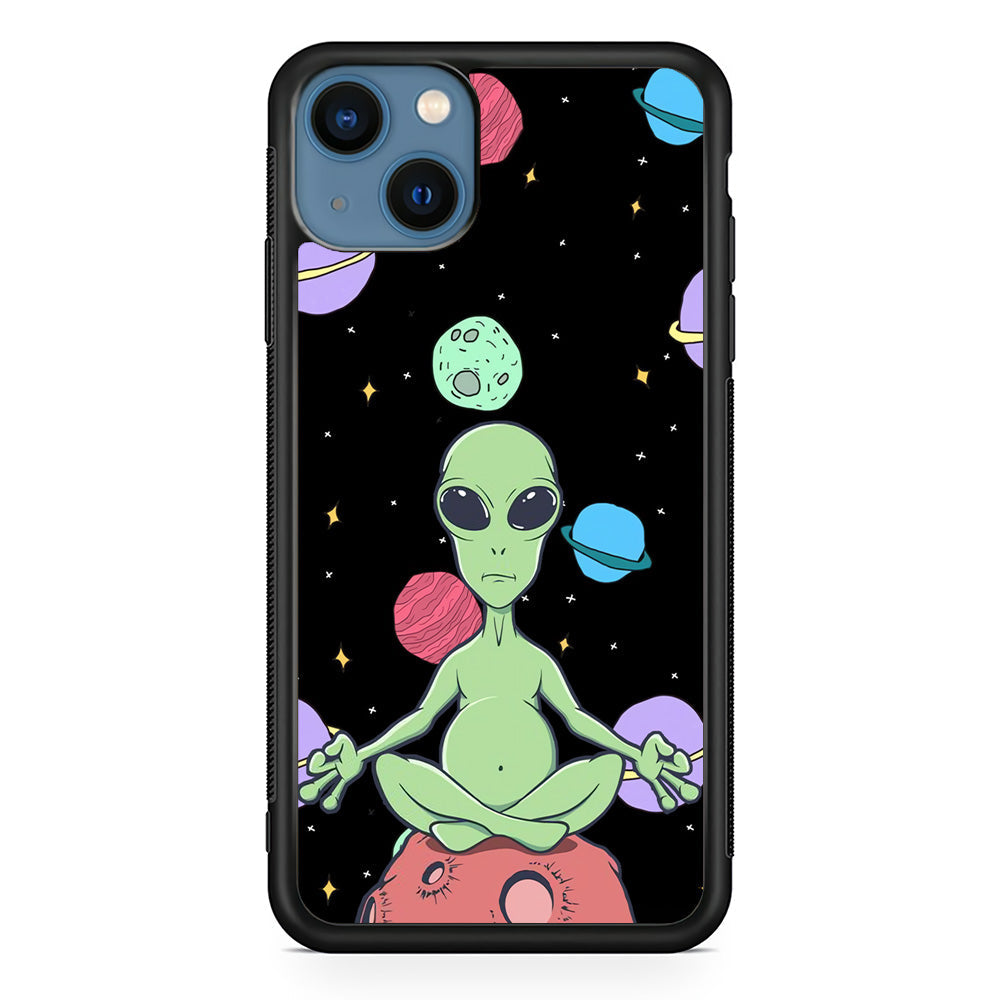 Alien Yoga Style On Space iPhone 14 Case